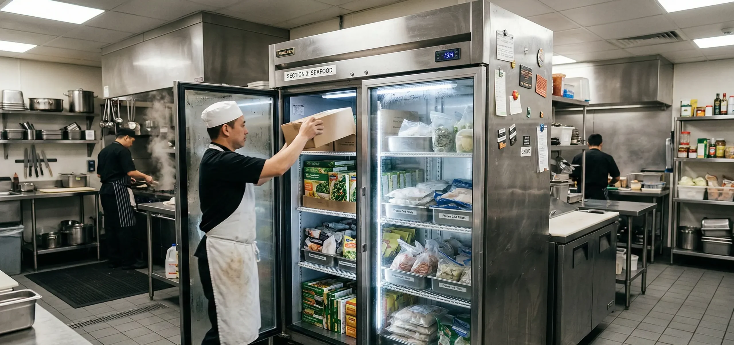 Commercial kitchen freezer that is now working after the freezer not freezing